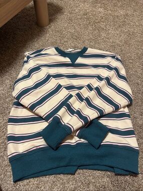Creaman oversized retro striped crewneck